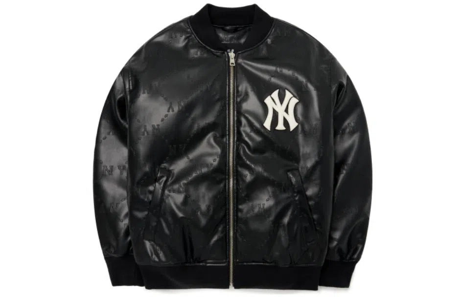 MLB FW22 Logo Patch Baseball Jacket Black