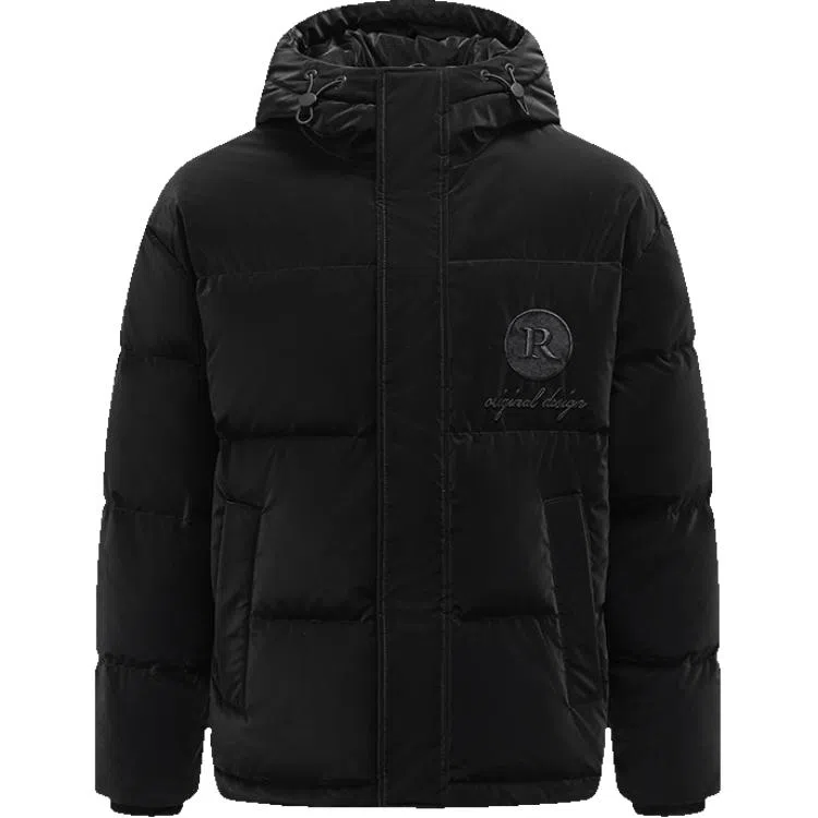 鸭鸭 字母刺绣连帽加厚羽绒服 男款