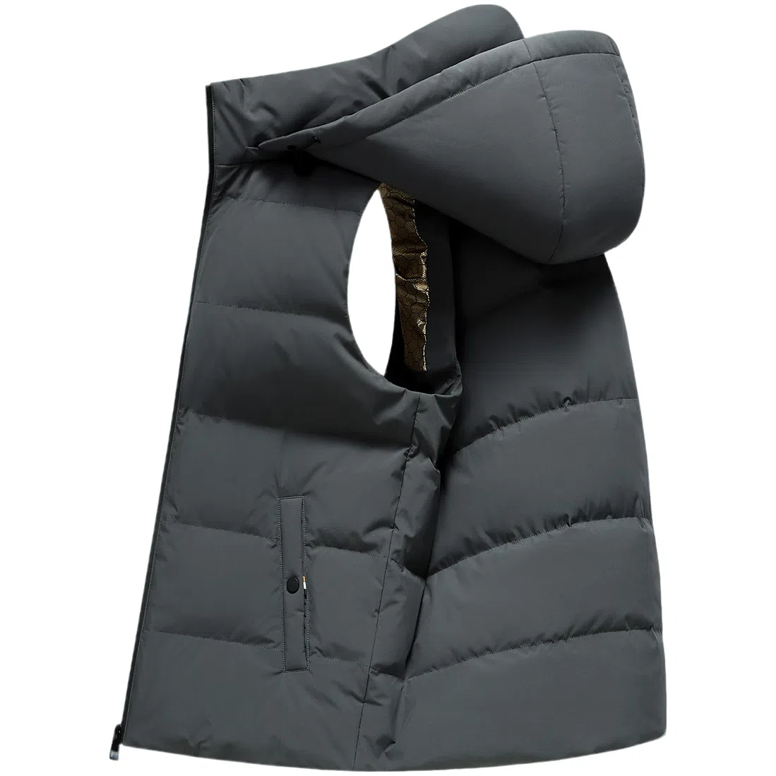 鸭鸭 纯色可拆卸帽休闲羽绒马甲 男款 大红色