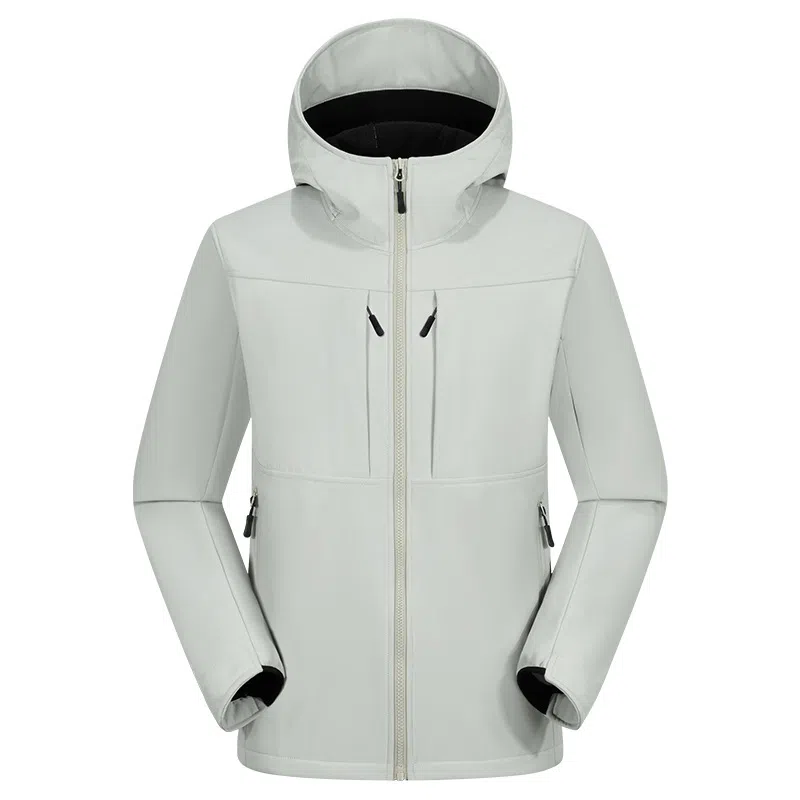 浪莎  户外登山纯色连帽宽松拉链  防水防风透气速干冲锋衣 通用