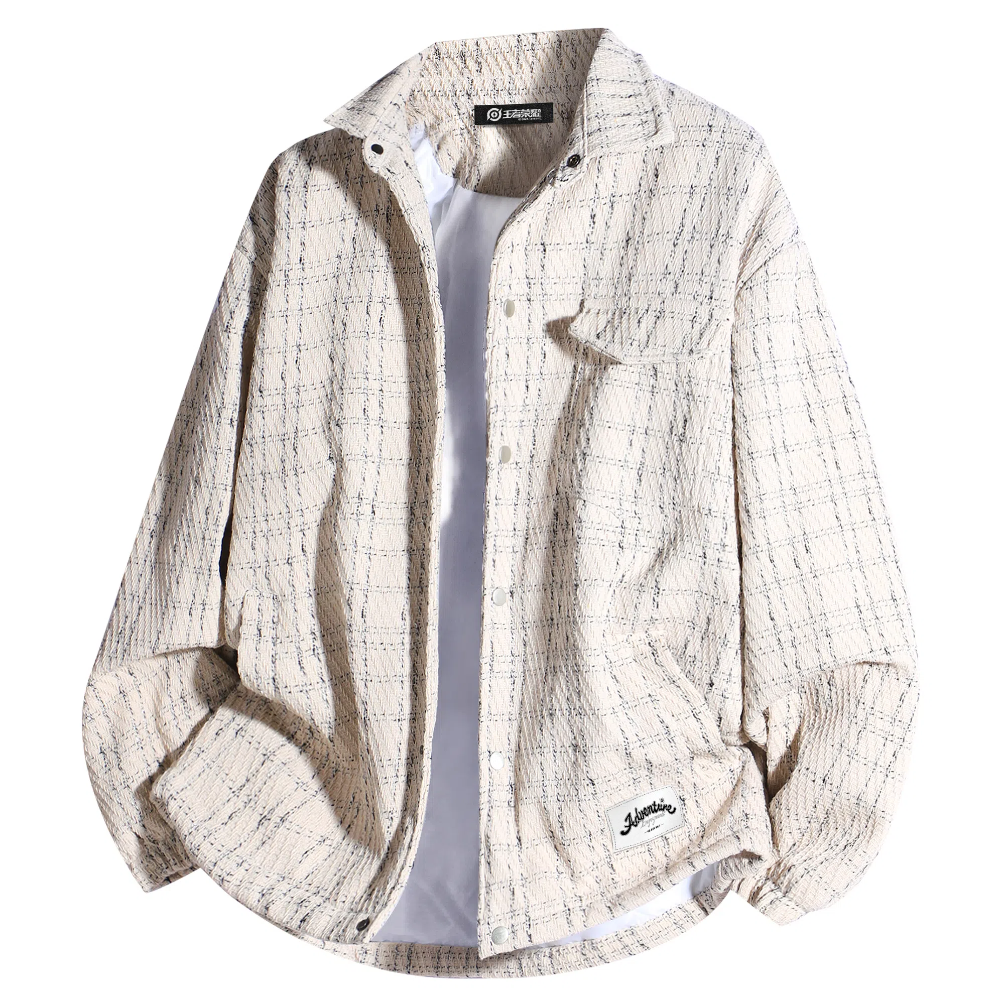 王者荣耀 王者荣耀 鲁班七号款 编织格纹夹棉加厚小香风复古风格刺绣织唛长袖单排扣开衫上衣外套翻领宽松百搭休闲夹克 男女同款