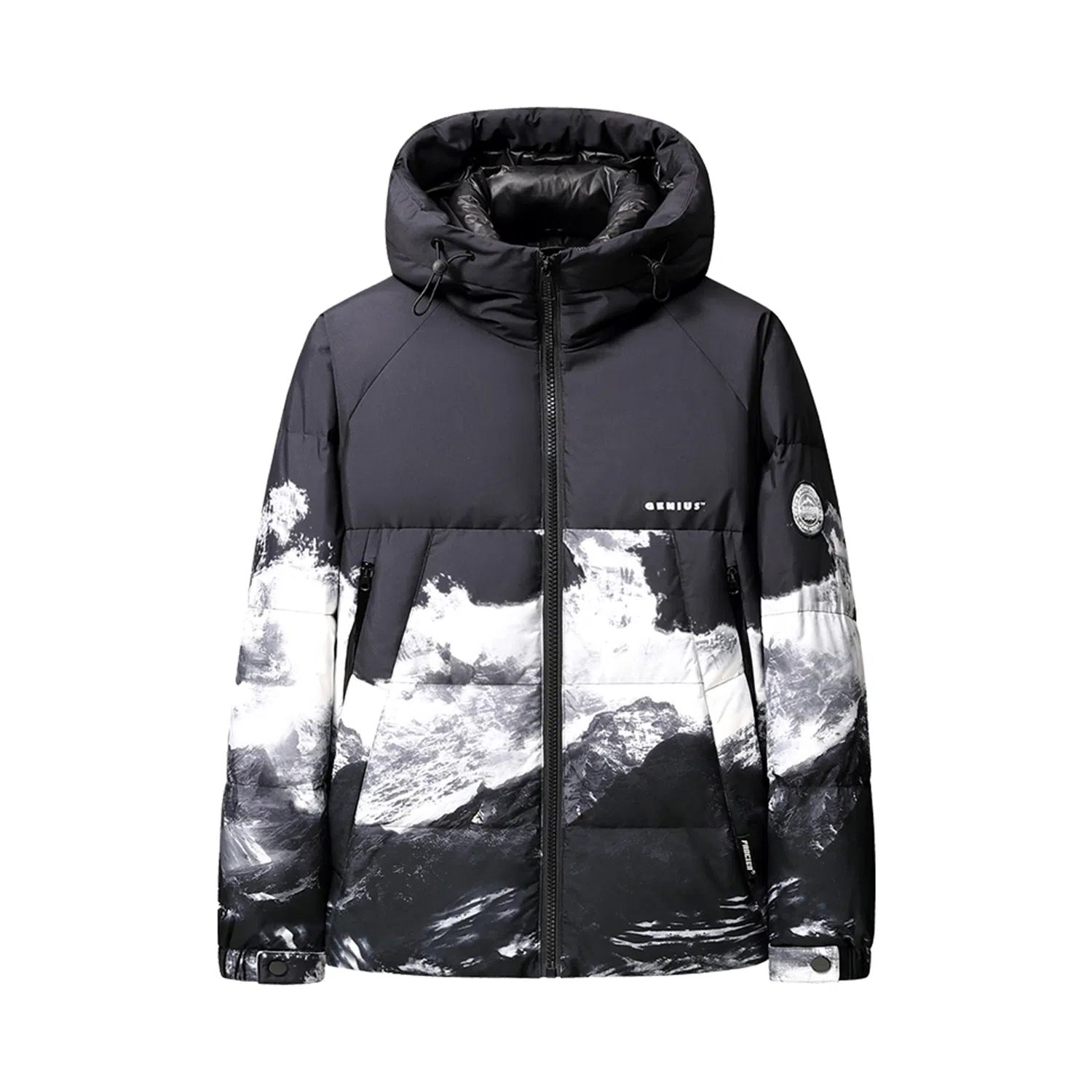 鸭鸭 白云雪山渐变休闲宽松连帽套头羽绒服 男女同款