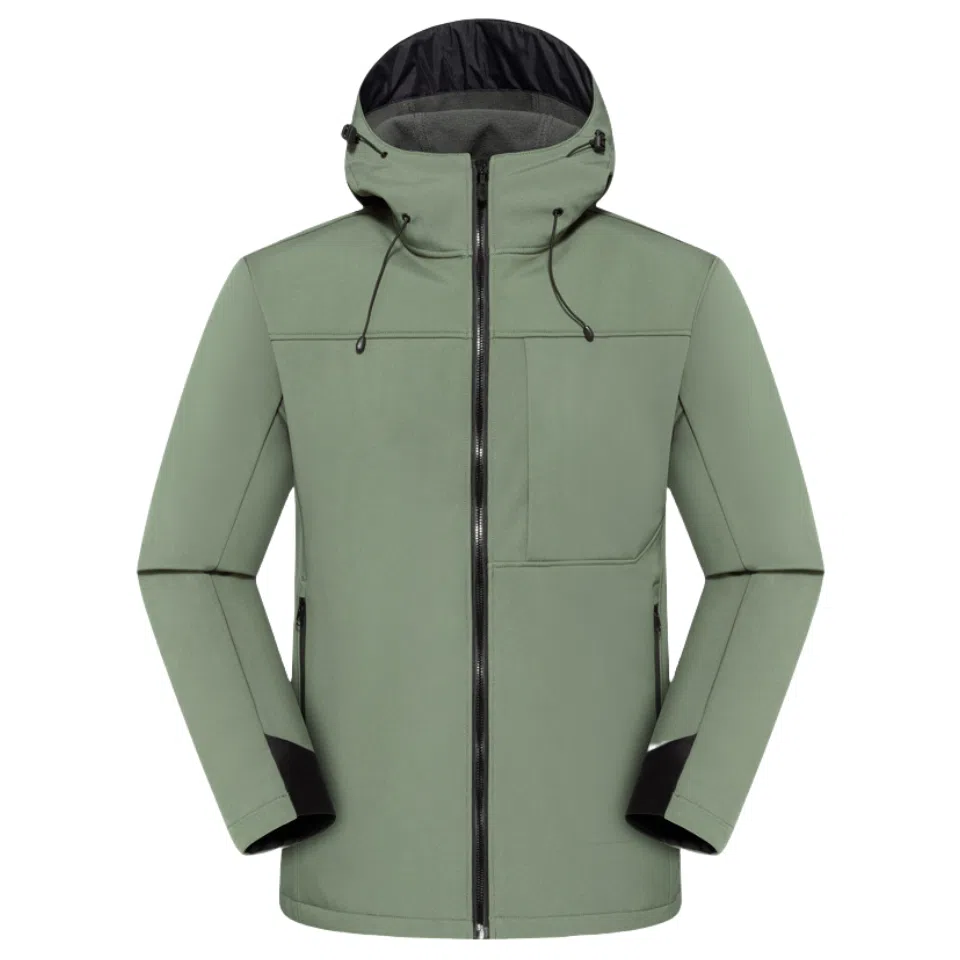 浪莎  户外纯色连帽宽松拉链舒适  防风透气耐磨冲锋衣 男女同款