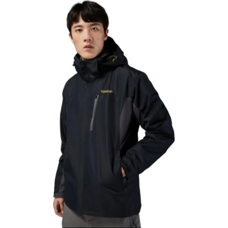 探路者  三合一防水防风耐磨保暖 冲锋衣 男款 黑色/深灰