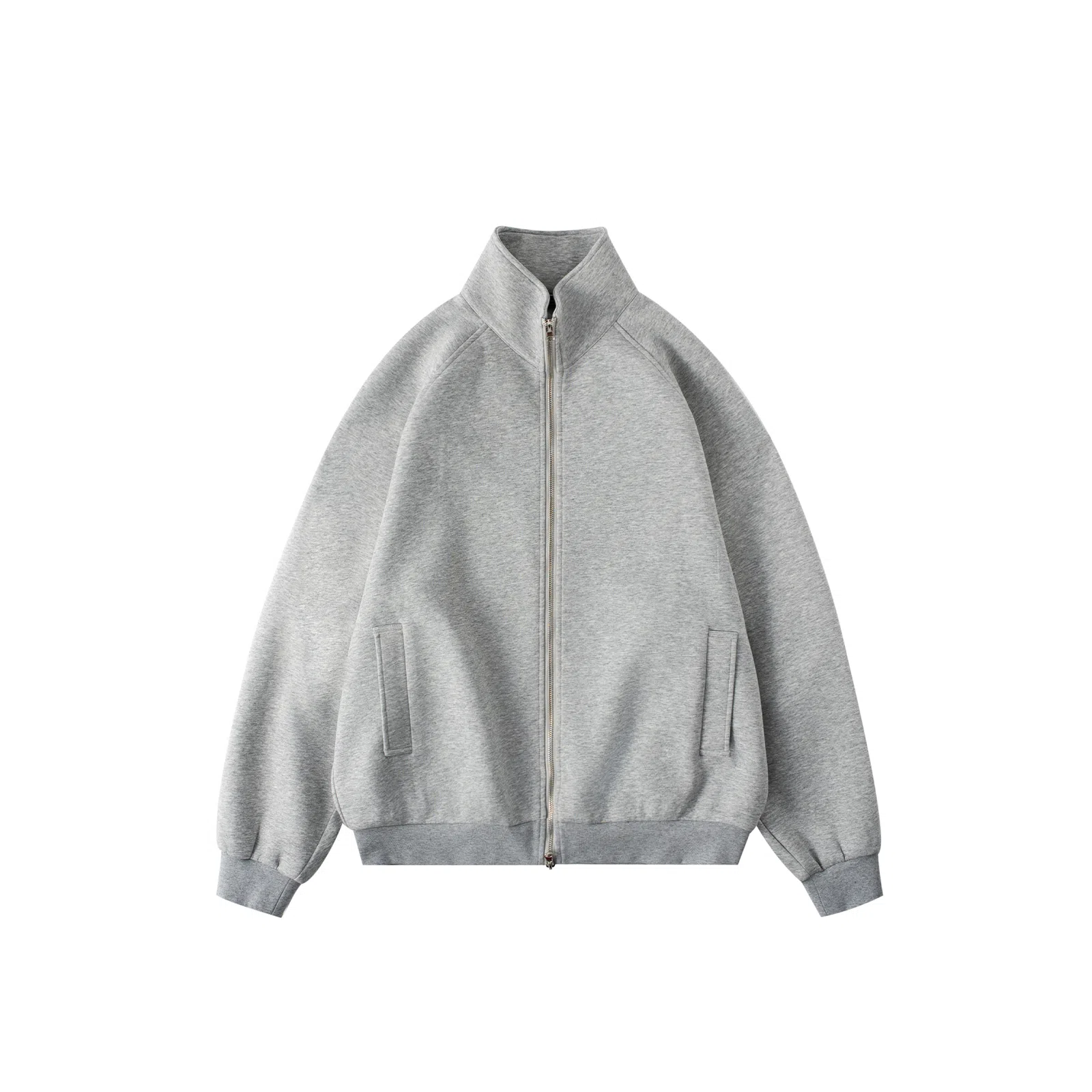 我是大卫 美式立领宽松百搭休闲双拉链夹克外套 男女同款 灰色