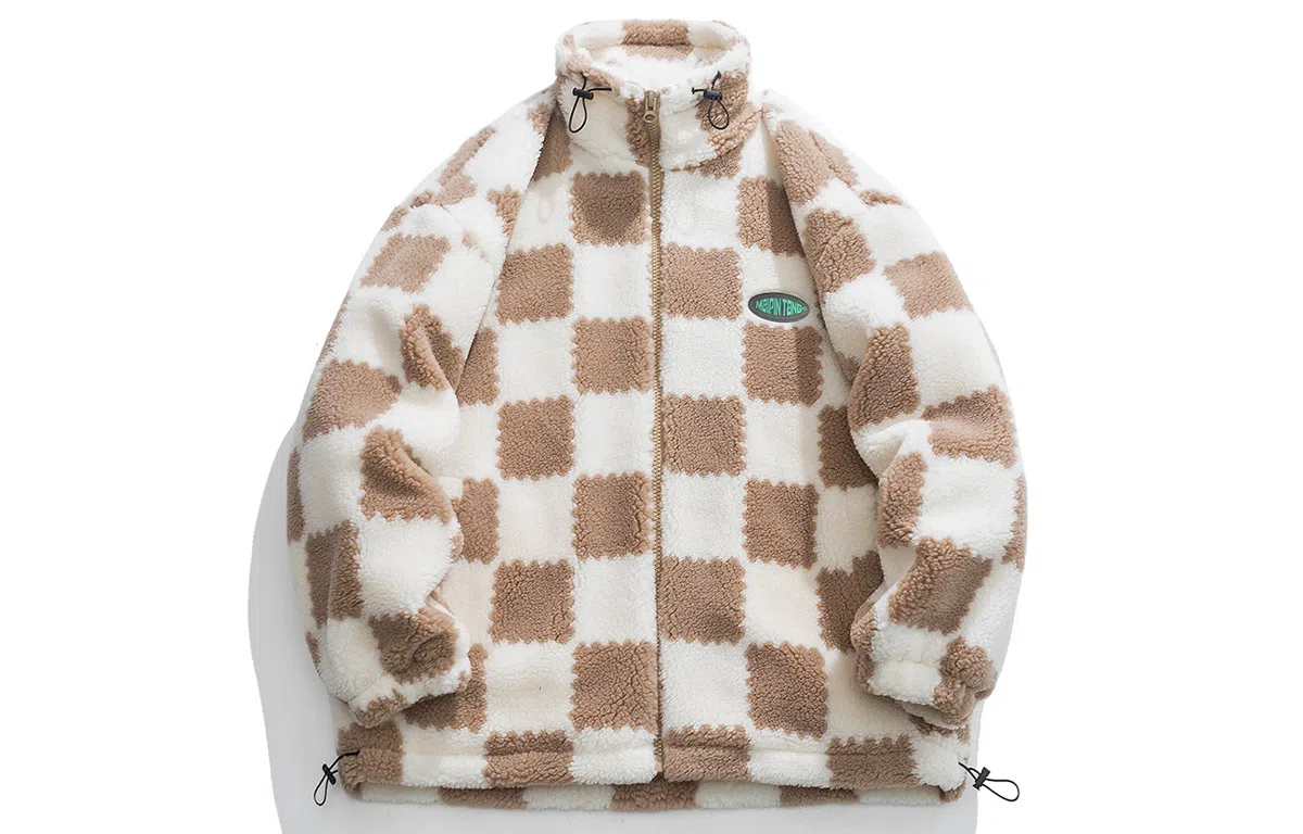 MEIPIN TANG Plaid Logo Fleece Jacket