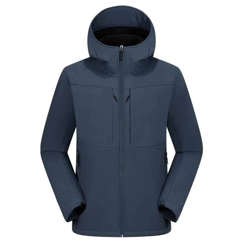 浪莎  户外登山纯色连帽宽松拉链  防水防风透气速干冲锋衣 通用