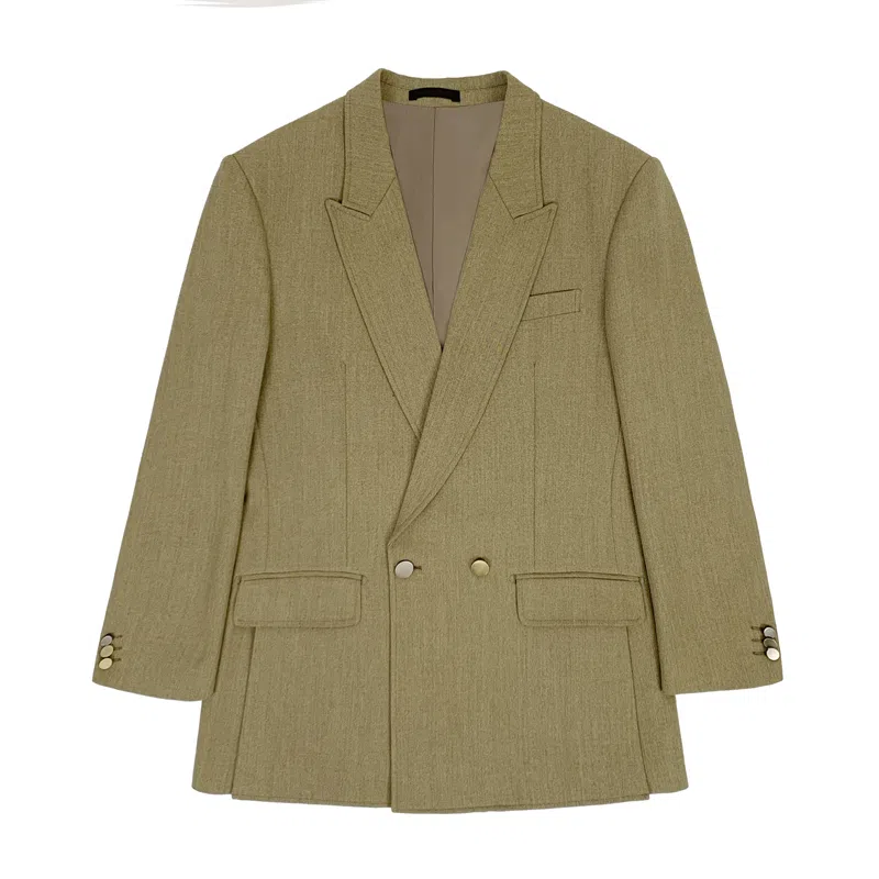 木村叔 日系侧中开叉纯色西装 男款 椿色