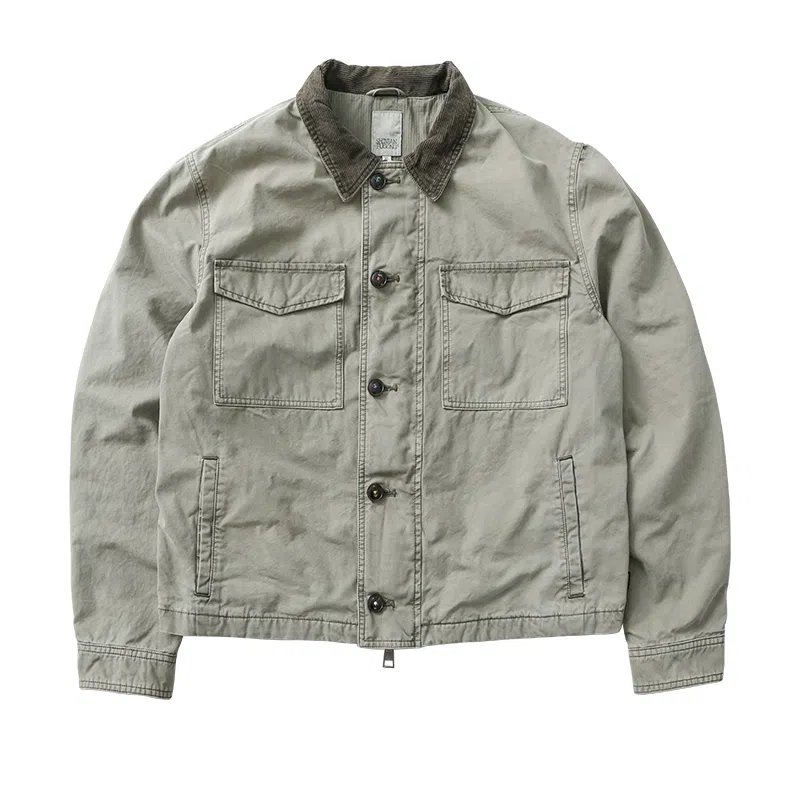 实年服工 复古水洗纯棉质感工装夹克外套 男款