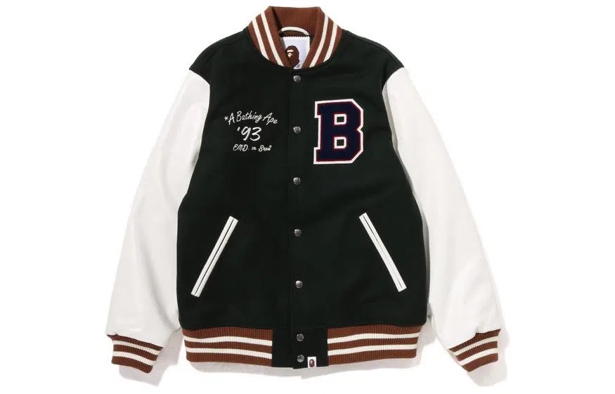 BAPE x END Baseball Jacket White Green