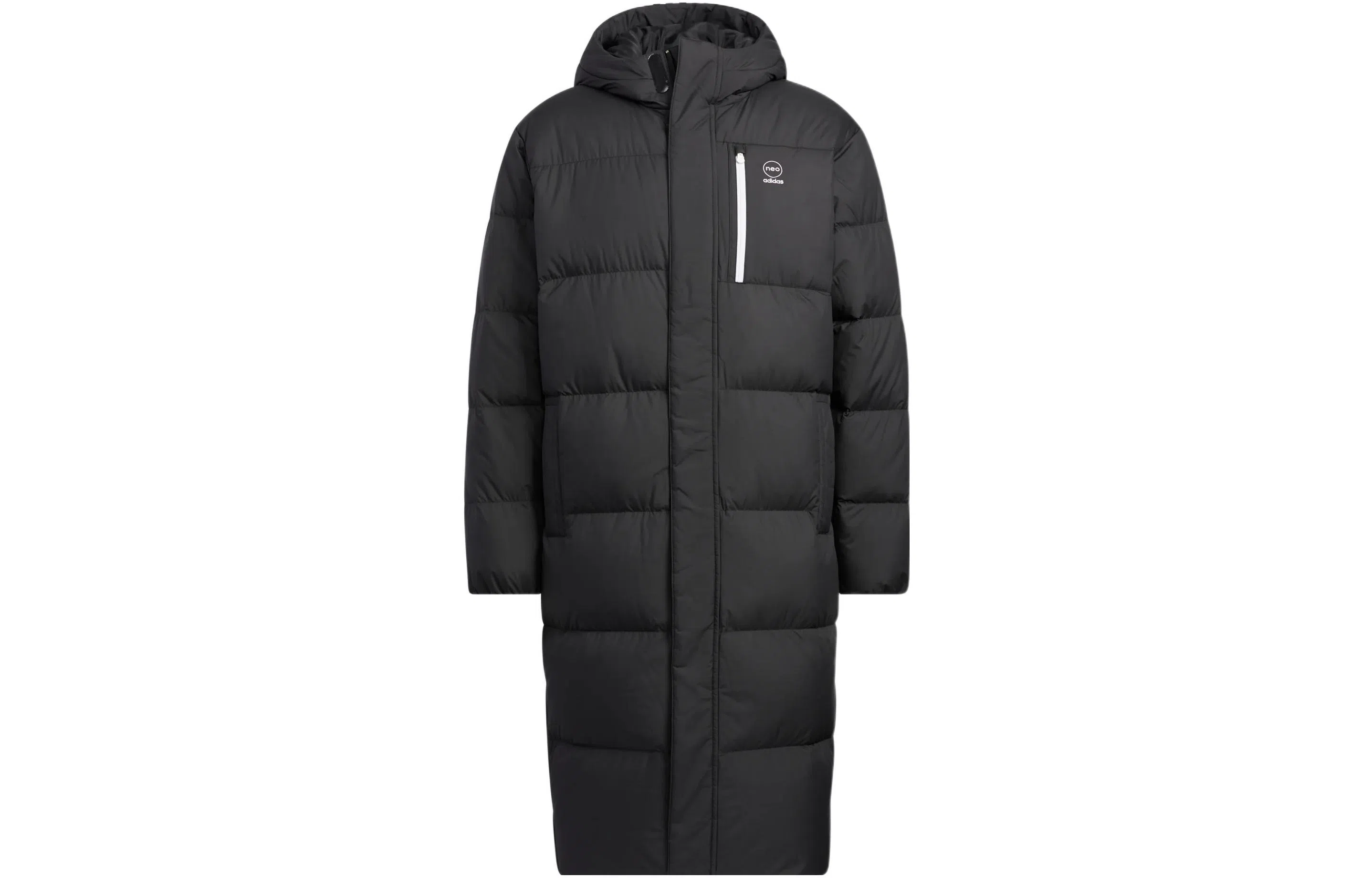 adidas Neo Logo Zip Hoodie Down Jacket Black
