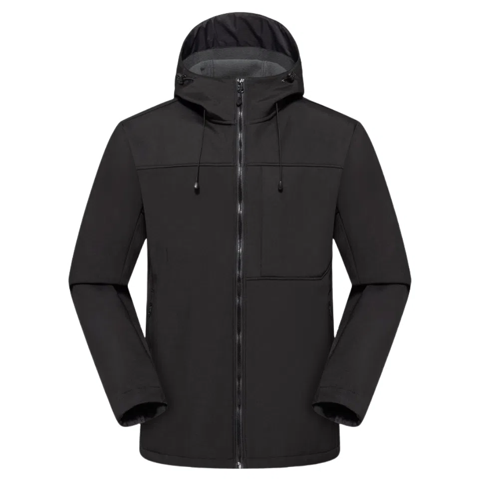 浪莎  户外纯色连帽宽松拉链舒适  防风透气耐磨冲锋衣 男女同款