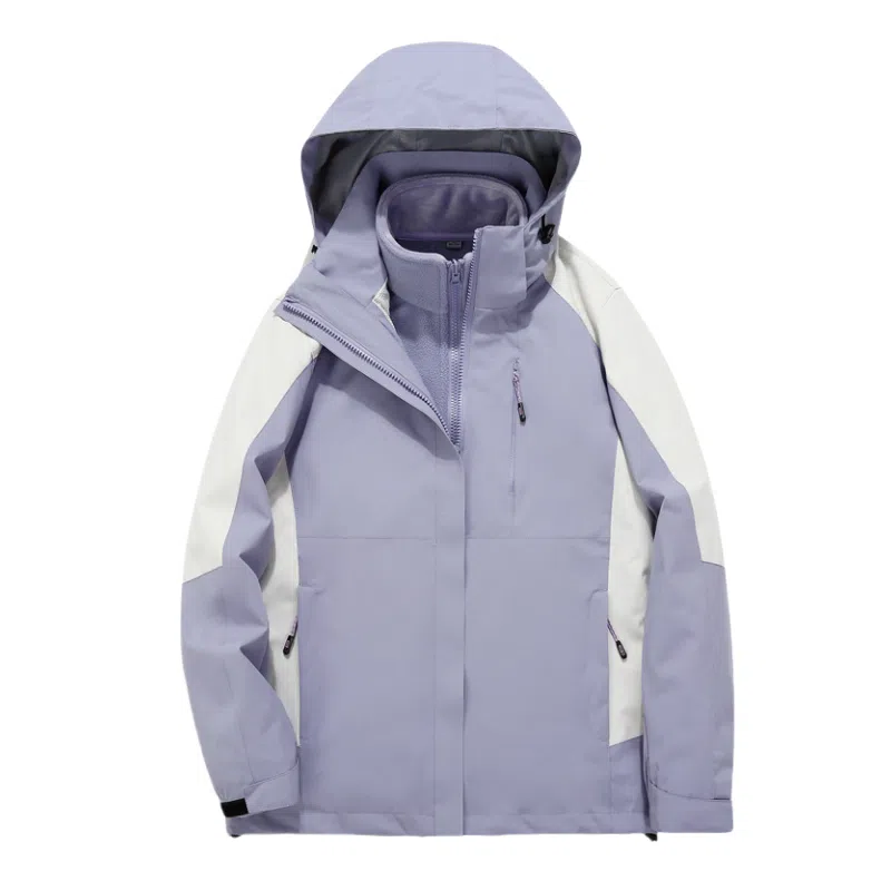 浪莎  户外休闲连帽宽松拉链三合一  防水防风冲锋衣 男女同款