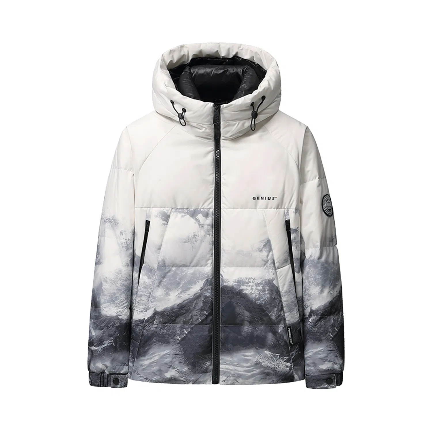 鸭鸭 白云雪山渐变休闲宽松连帽套头羽绒服 男女同款