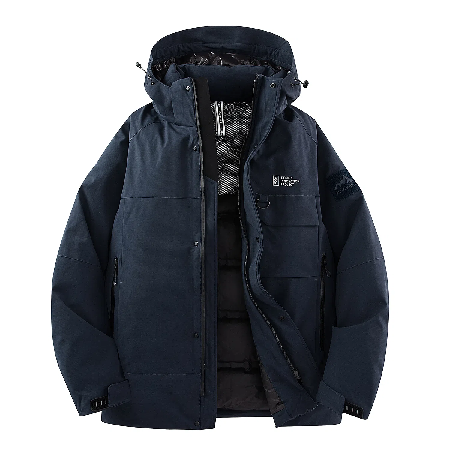 鸭鸭 工装风防风多口袋休闲保暖休闲宽松连帽羽绒服 男女同款