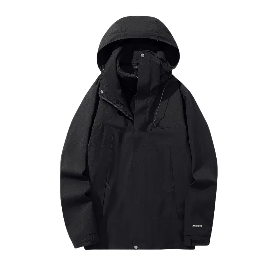 浪莎  户外三合一连帽宽松休闲拉链  防水防风冲锋衣 男女同款