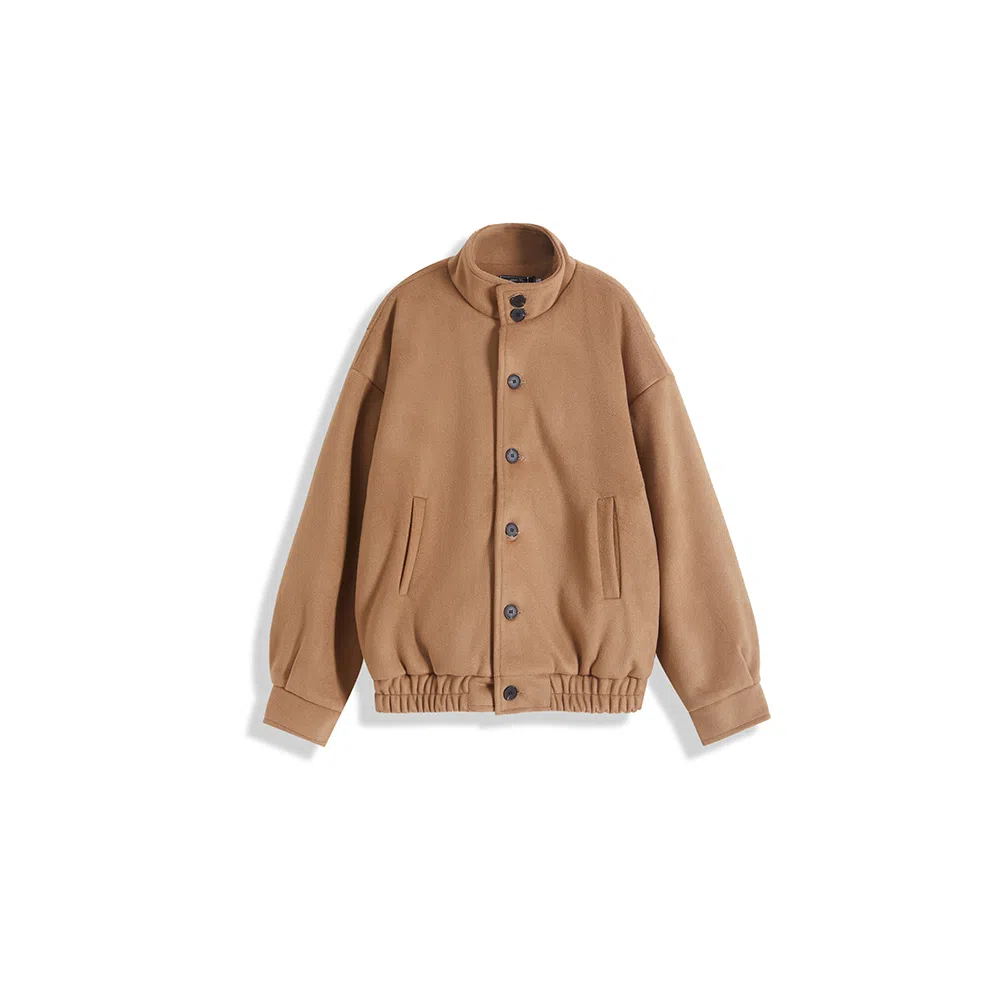 我是大卫 短款立领保暖休闲毛呢外套大衣 男女同款