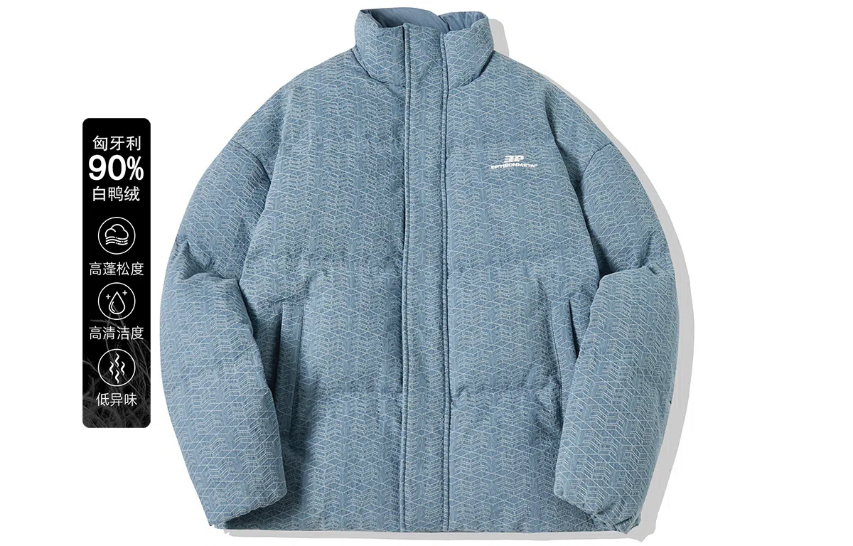 EPTISON Jacquard Washed Denim Down Jacket