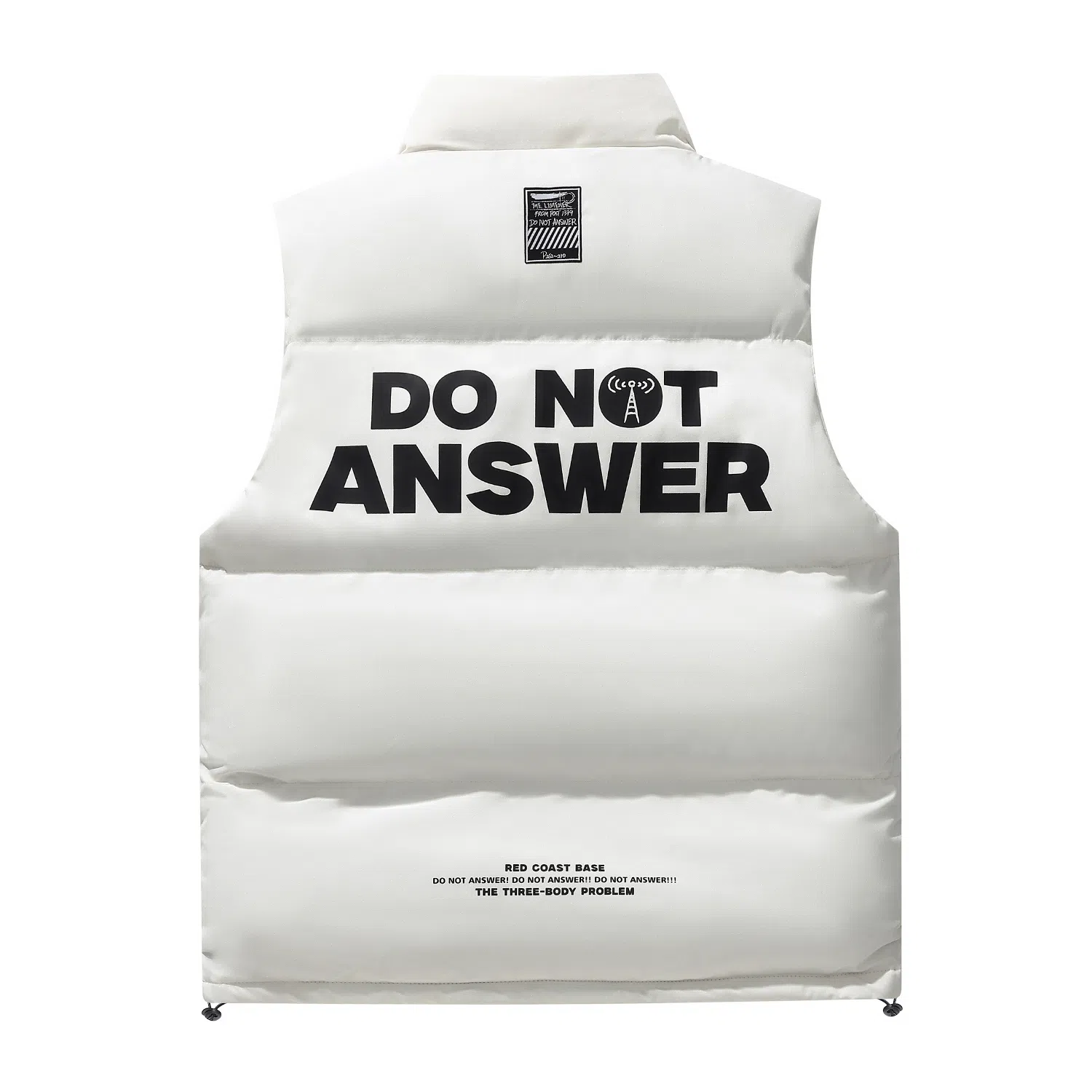 三体 不要回答系列 美式复古简约纯色基础款字母印花立领宽松休闲厚款保暖百搭舒适户外城市风马甲 男女同款