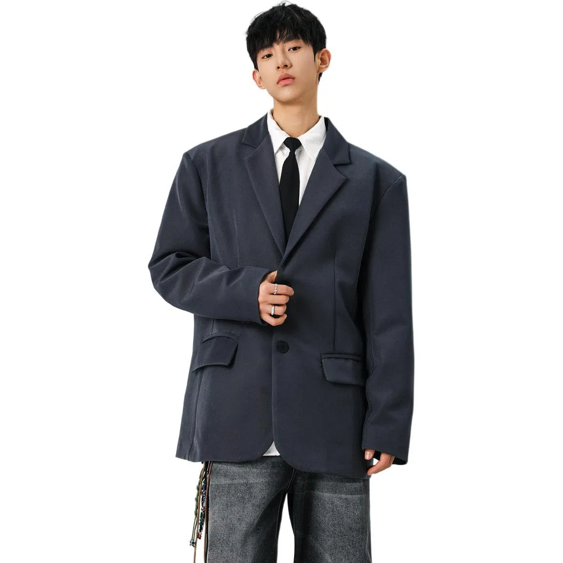 颂希尔 美式简约复古宽松高级纯色休闲长袖西装 男女同款