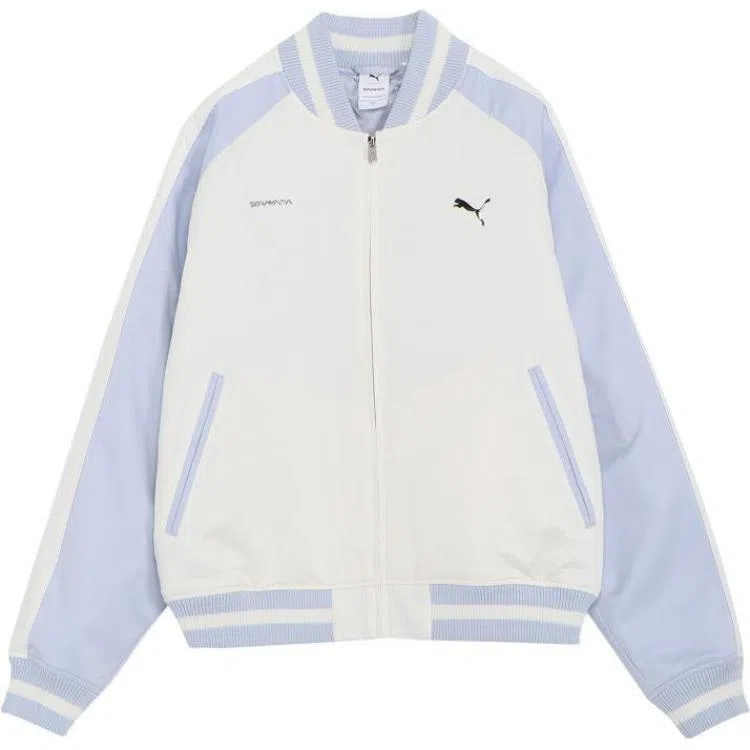 PUMA FW23 Metallic Logo Raglan Jacket White