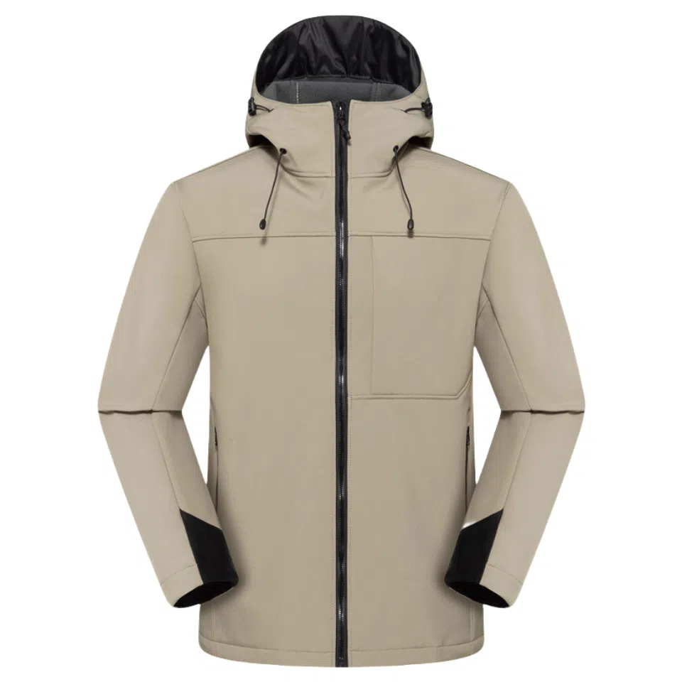 浪莎  户外纯色连帽宽松拉链舒适  防风透气耐磨冲锋衣 男女同款