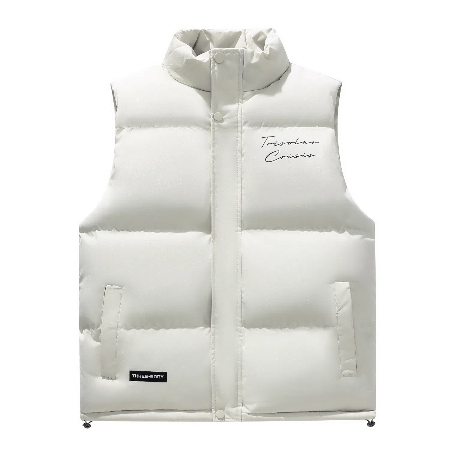 三体 文明系列 美式复古简约基础款字母印花立领保暖加厚柔软舒适休闲百搭户外工装机能风宽松无袖马甲 男女同款