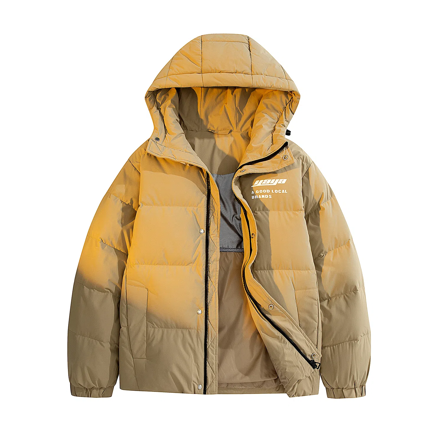 鸭鸭 新年战袍简约加厚保暖休闲宽松套头无性别连帽暗黑羽绒服 男女同款