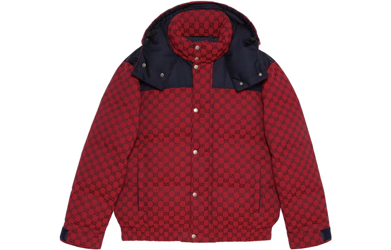 Gucci FW23 Printed Down Hoodie Jacket Red