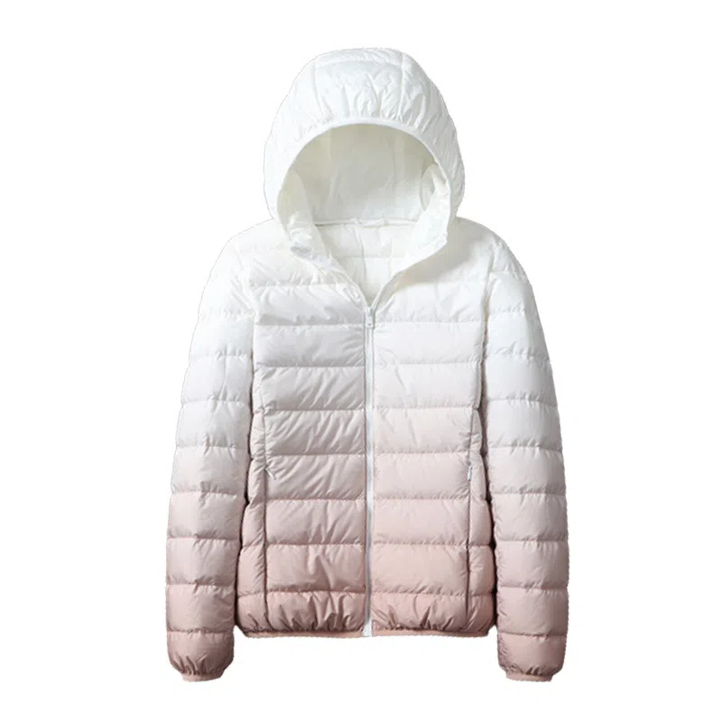 鸭鸭 短款渐变轻薄连帽羽绒服 男女同款