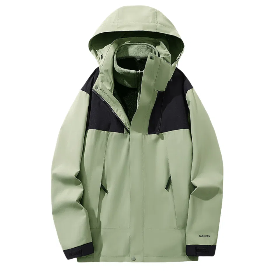 浪莎  户外三合一连帽宽松休闲拉链  防水防风冲锋衣 男女同款