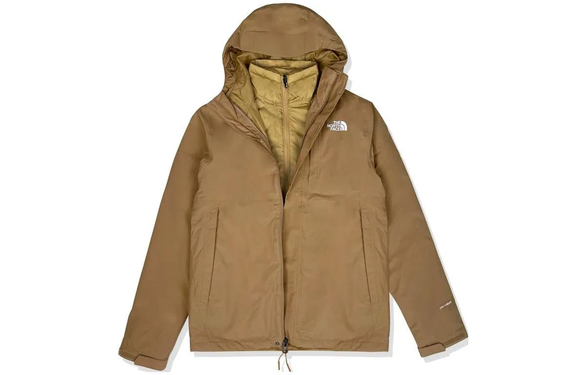 The North Face Logo Print Hoodie Jacket Brown
