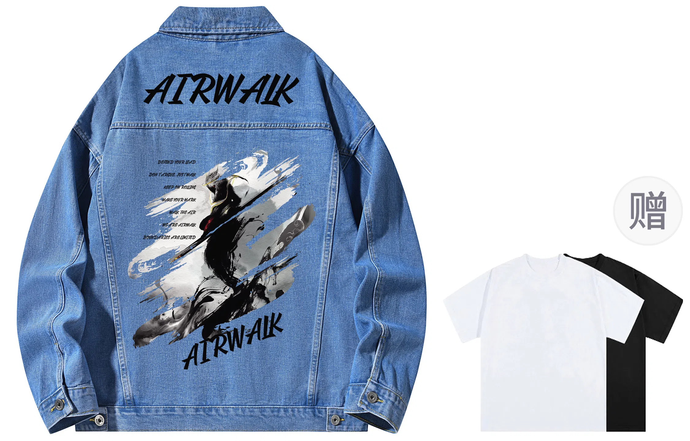Airwalk Retro Dark Wukong Print Denim Jacket