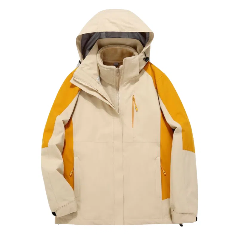 浪莎  户外休闲连帽宽松拉链三合一  防水防风冲锋衣 男女同款