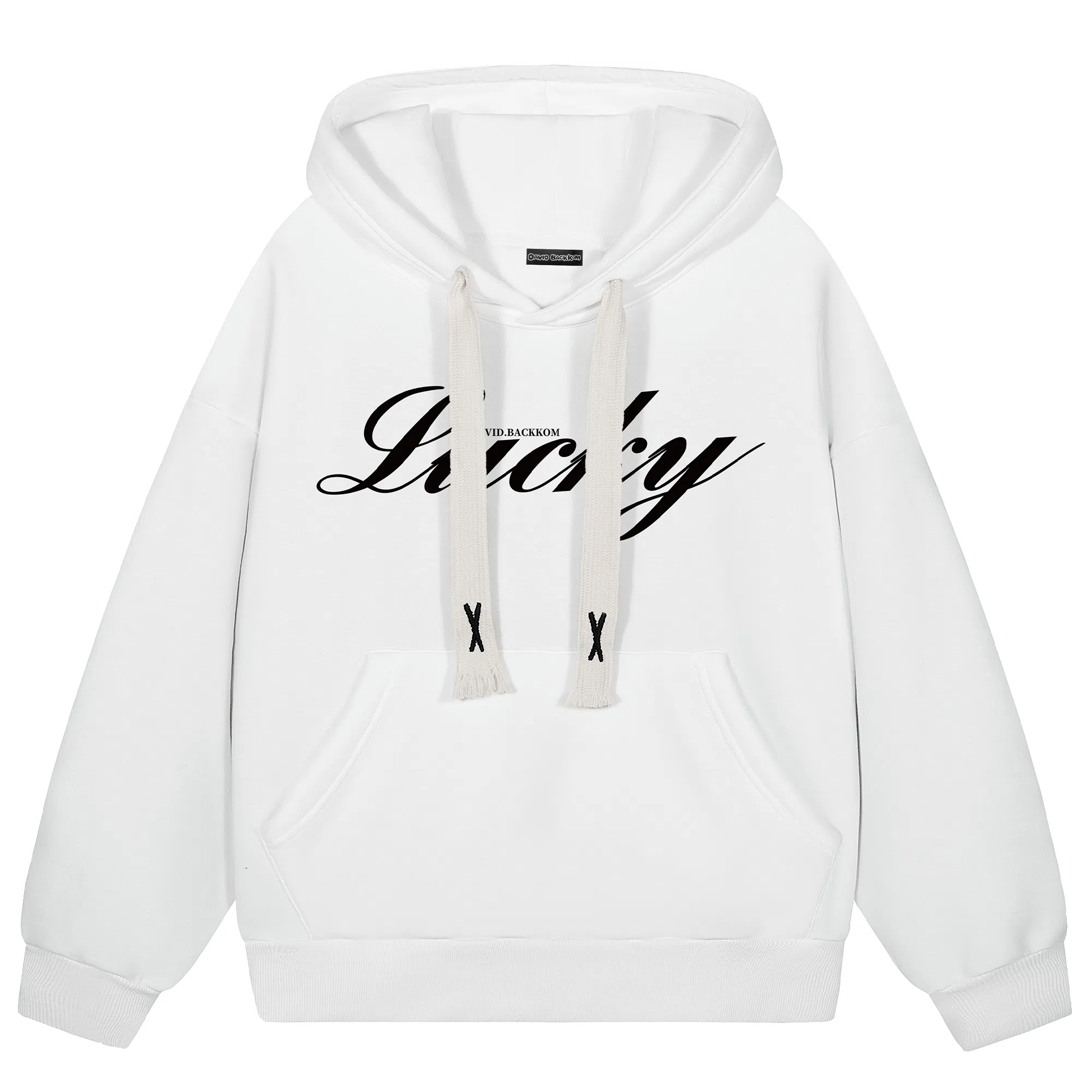 大卫贝肯 品牌字母简约基础款美式潮流休闲宽松连帽卫衣 男女同款 浅灰