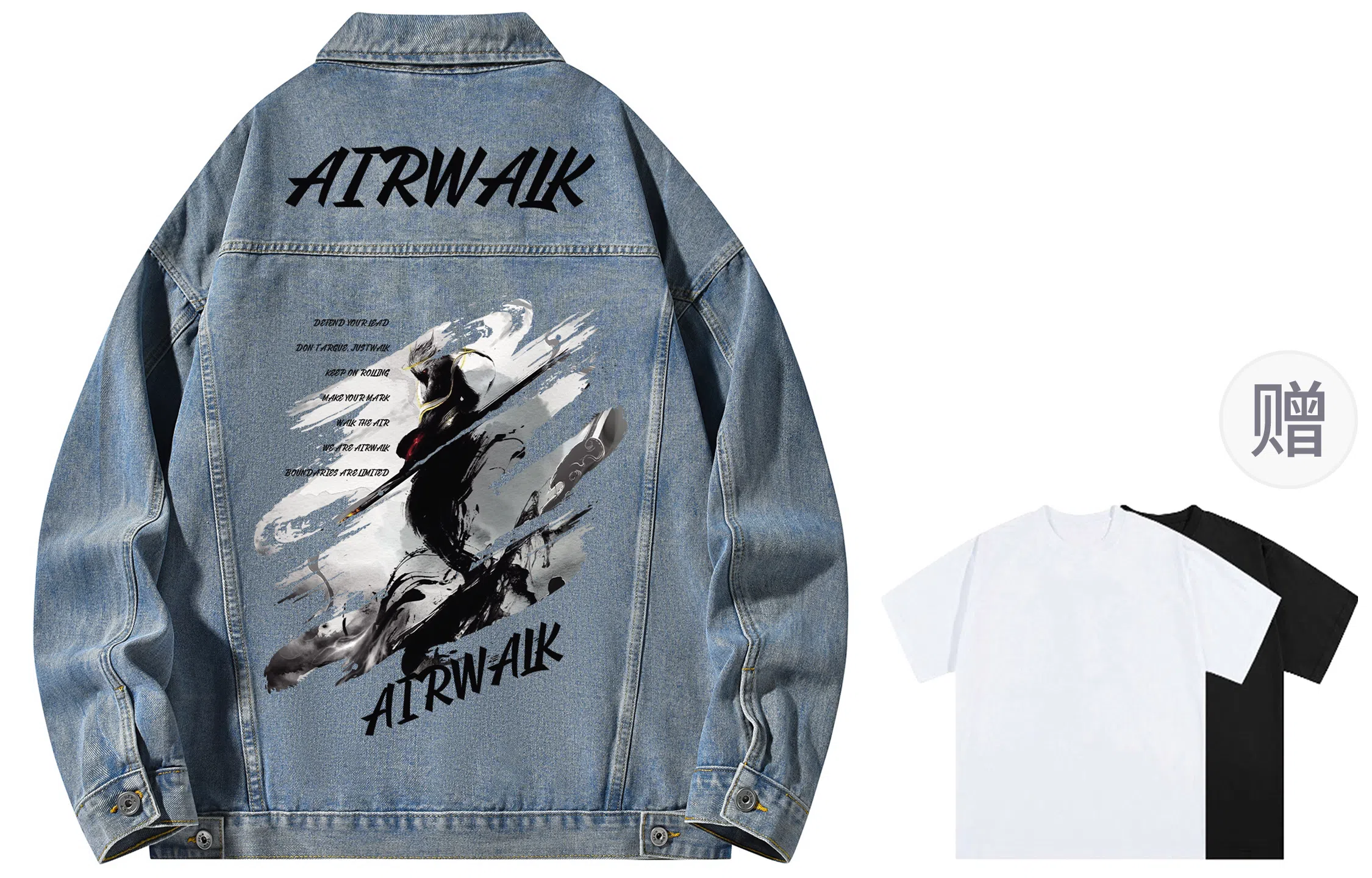 Airwalk Retro Dark Wukong Print Denim Jacket