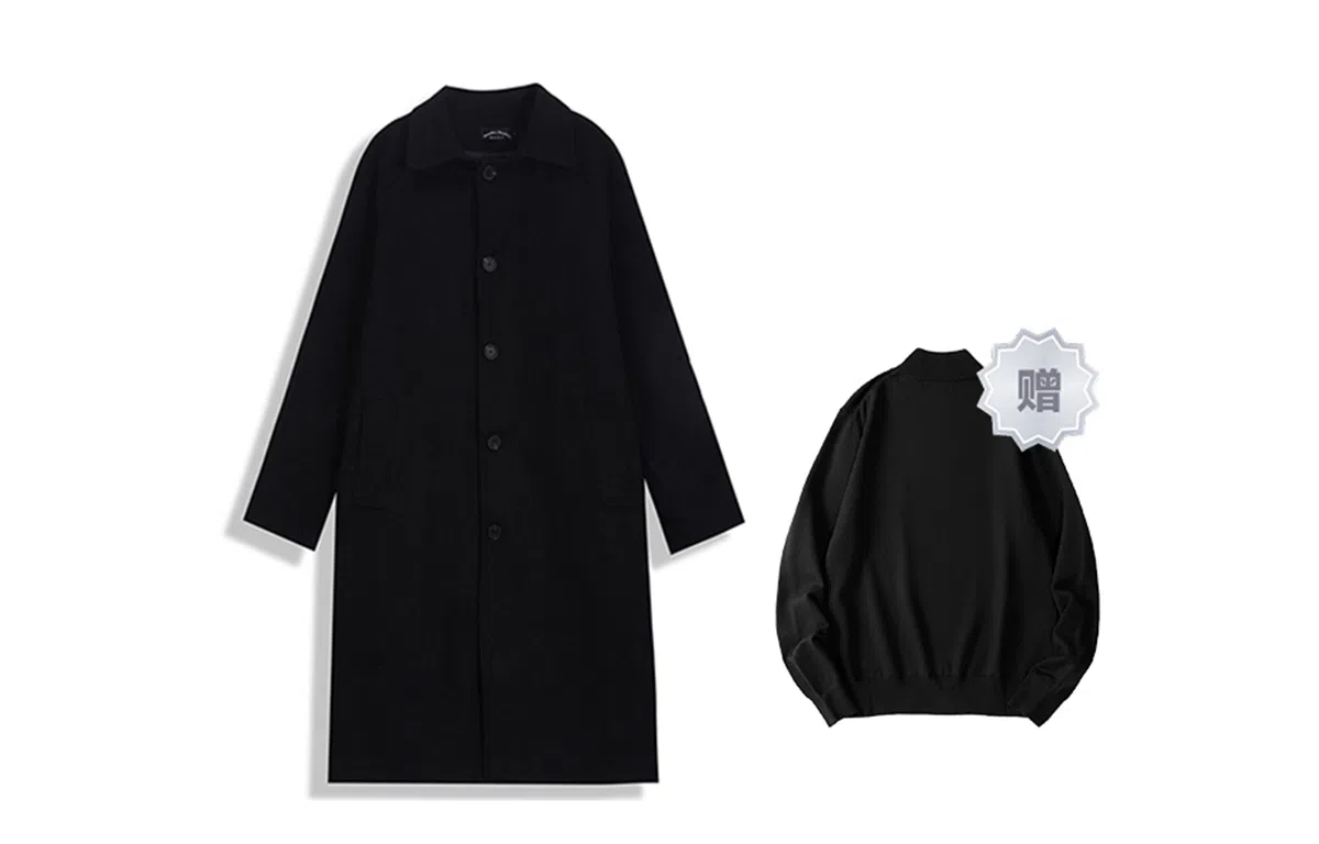 我是大卫 毛呢中长款千鸟格韩版复古休闲大衣 男女同款