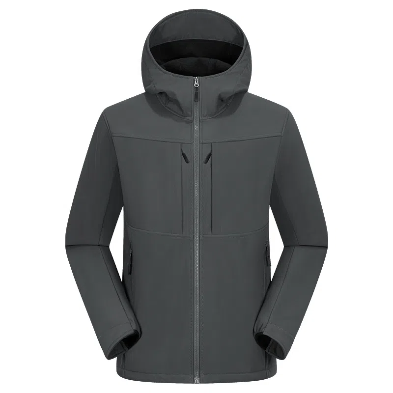 浪莎  户外登山纯色连帽宽松拉链  防水防风透气速干冲锋衣 通用