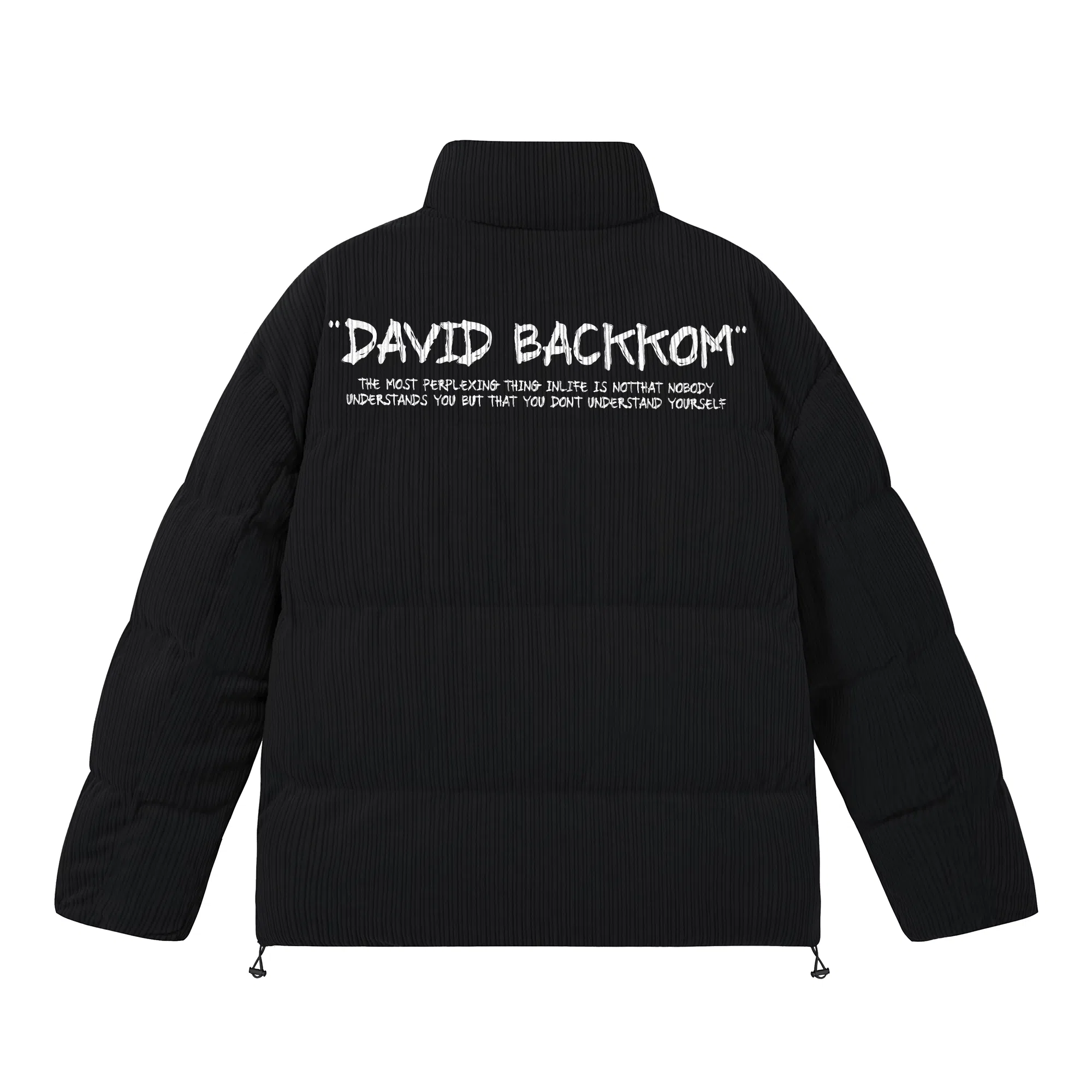 大卫贝肯 美式高街复古经典潮流字母印花纯色休闲面包服加厚保暖立领外套棉服 男女同款