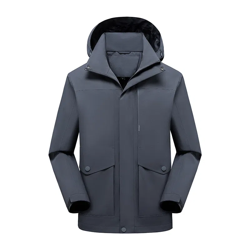 浪莎  纯色拉链连帽舒适百搭  防水防风冲锋衣 男女同款