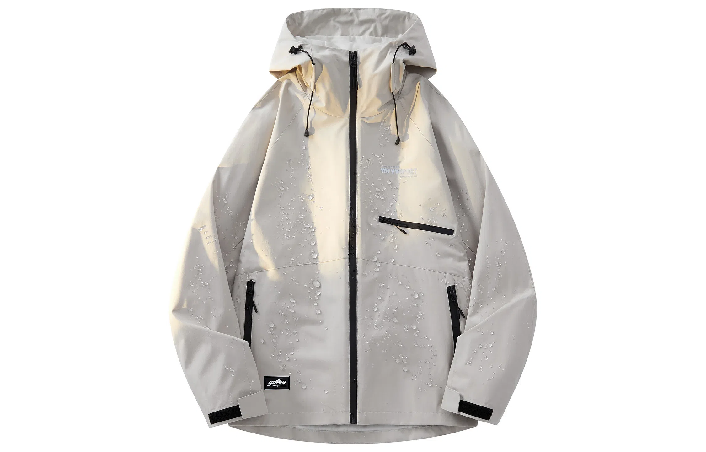 美式复古山系字母拼接撞色防风防水拉链登山户外连帽服饰  防水防风保暖冲锋衣 男女同款