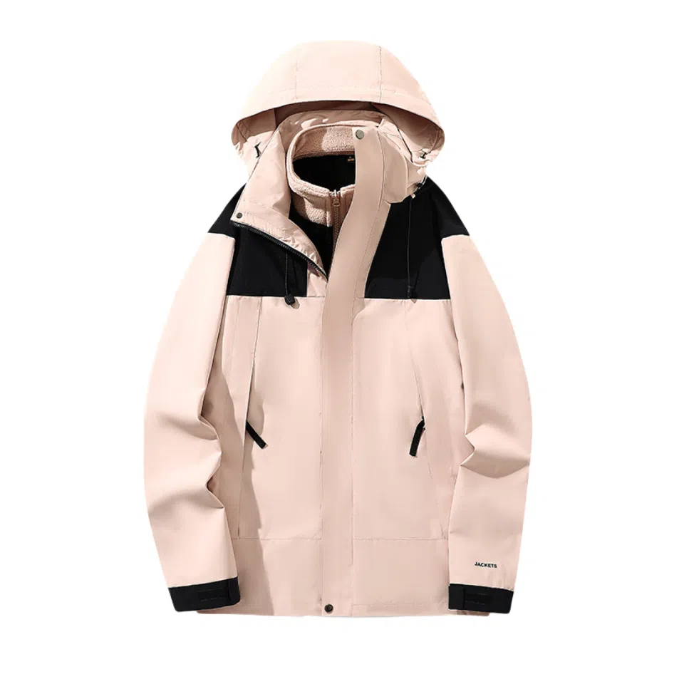 浪莎  户外三合一连帽宽松休闲拉链  防水防风冲锋衣 男女同款