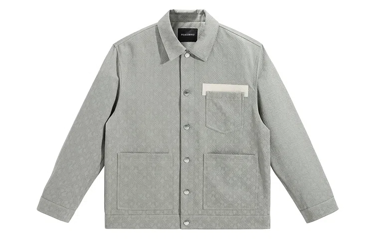 PEACEBIRD MEN Loose Casual Polo Jacket Gray