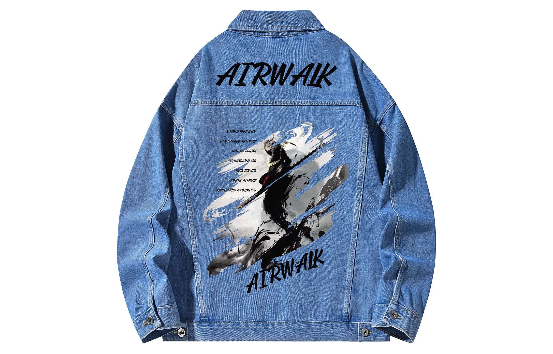 Airwalk Retro Dark Wukong Print Denim Jacket