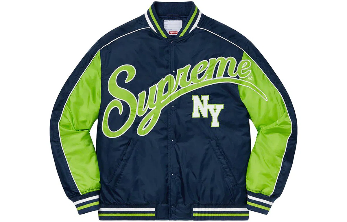 Supreme FW20 Week 1 Contrast Script Varsity Jacket