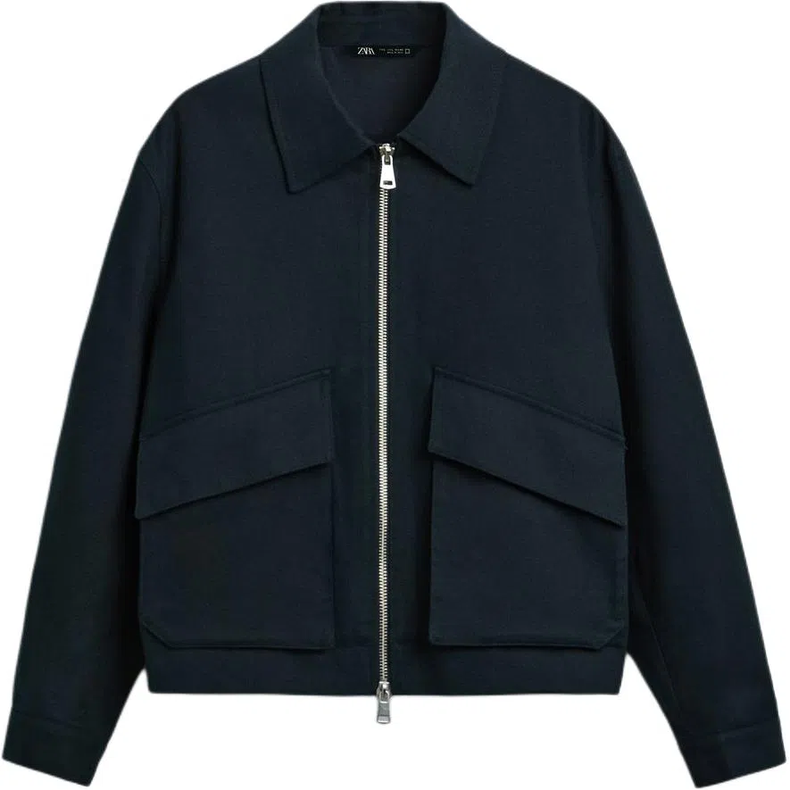 ZARA Casual Zip Jacket Navy Blue