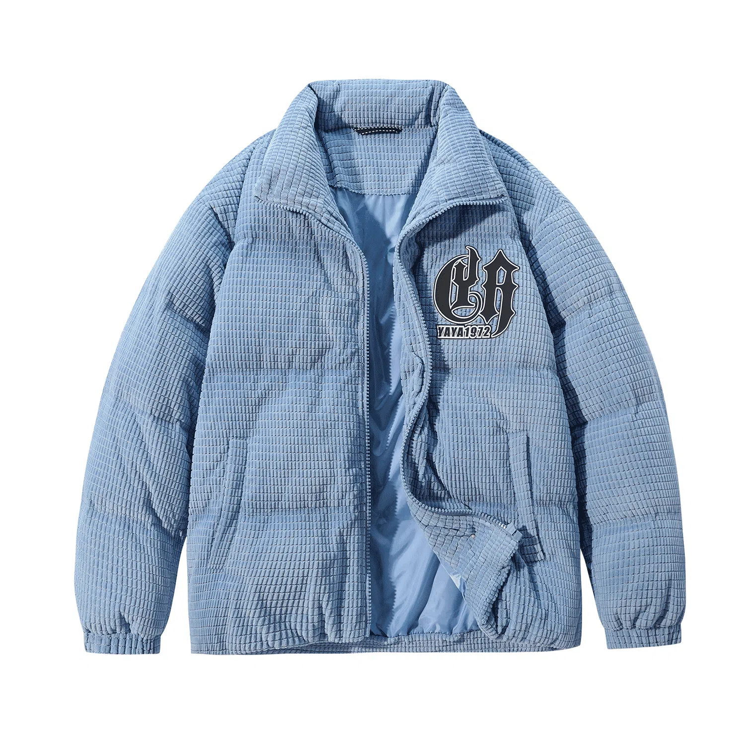 鸭鸭 鸭绒加厚保暖休闲宽松立领无帽玉米粒羽绒服 男女同款