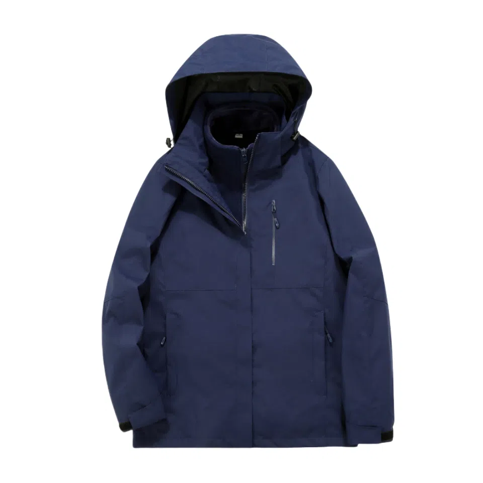 浪莎  户外休闲连帽宽松拉链三合一  防水防风冲锋衣 男女同款