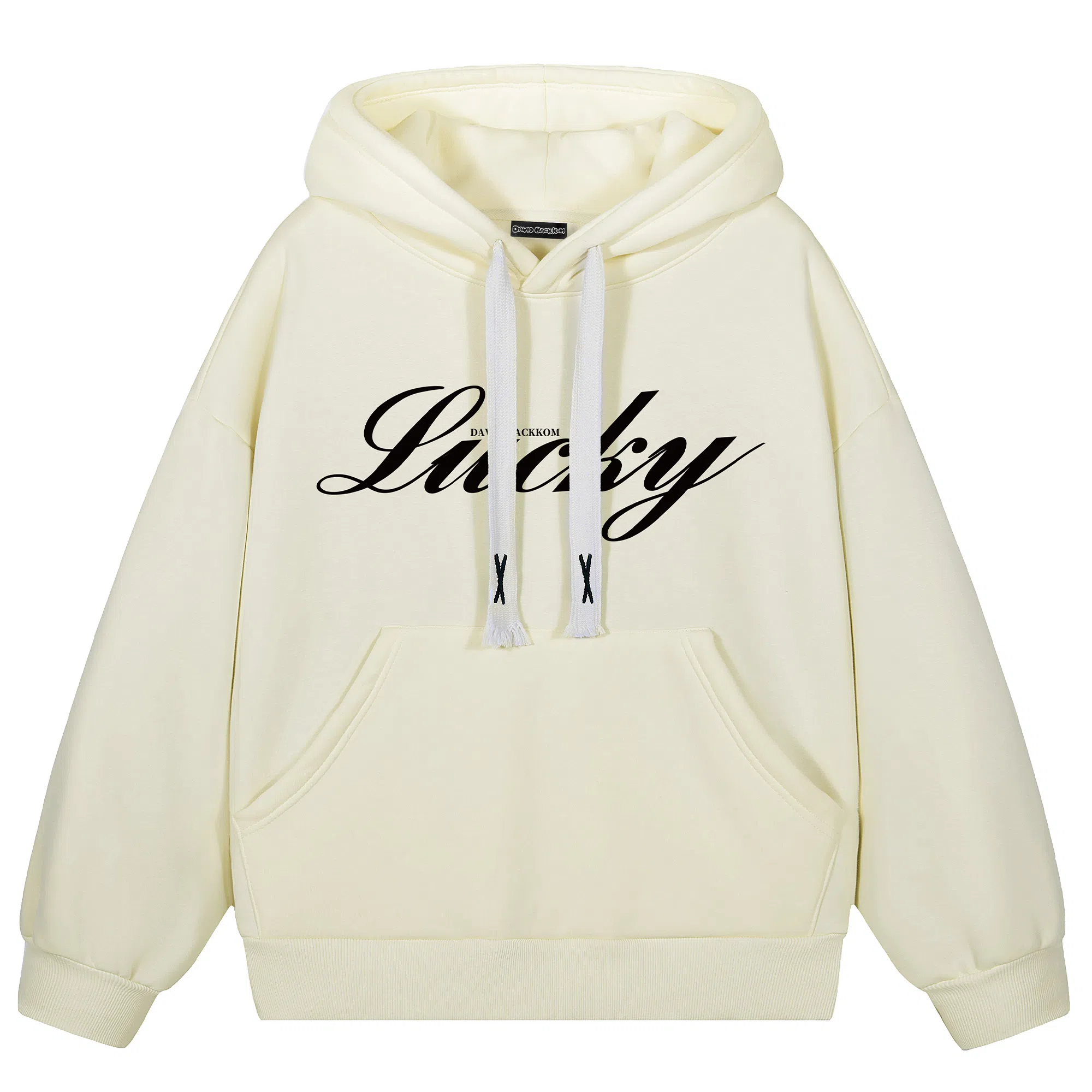 大卫贝肯 品牌字母简约基础款美式潮流休闲宽松连帽卫衣 男女同款 浅灰