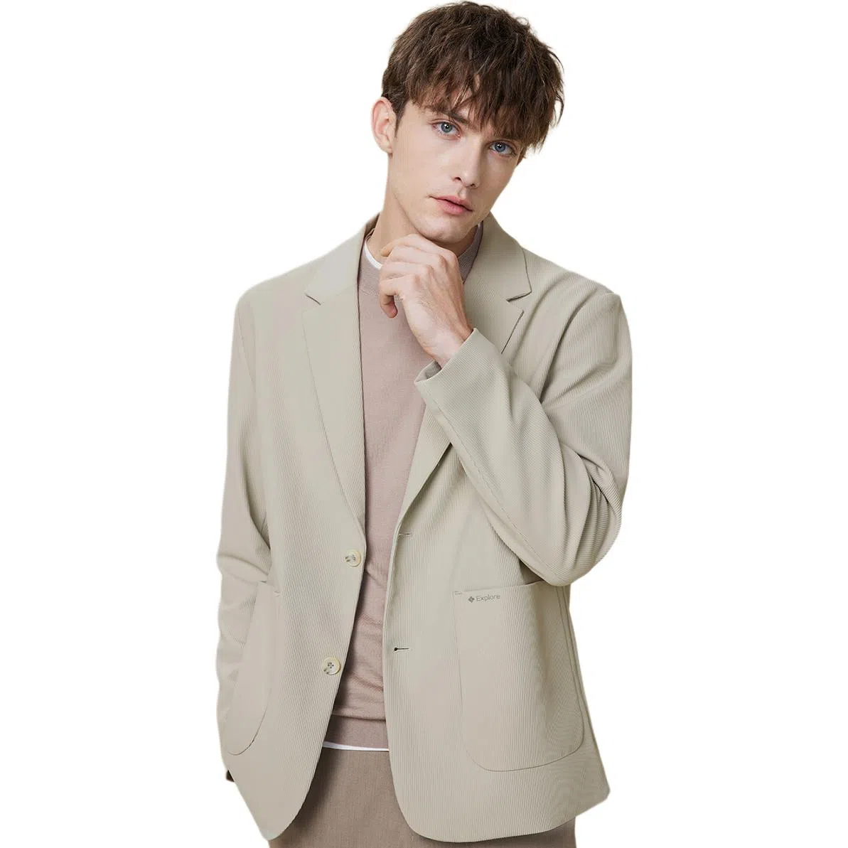 红豆 条纹提花易打理休闲西装 男款